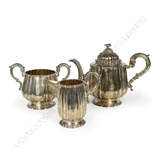 William IV elegant silver three piece tea set,