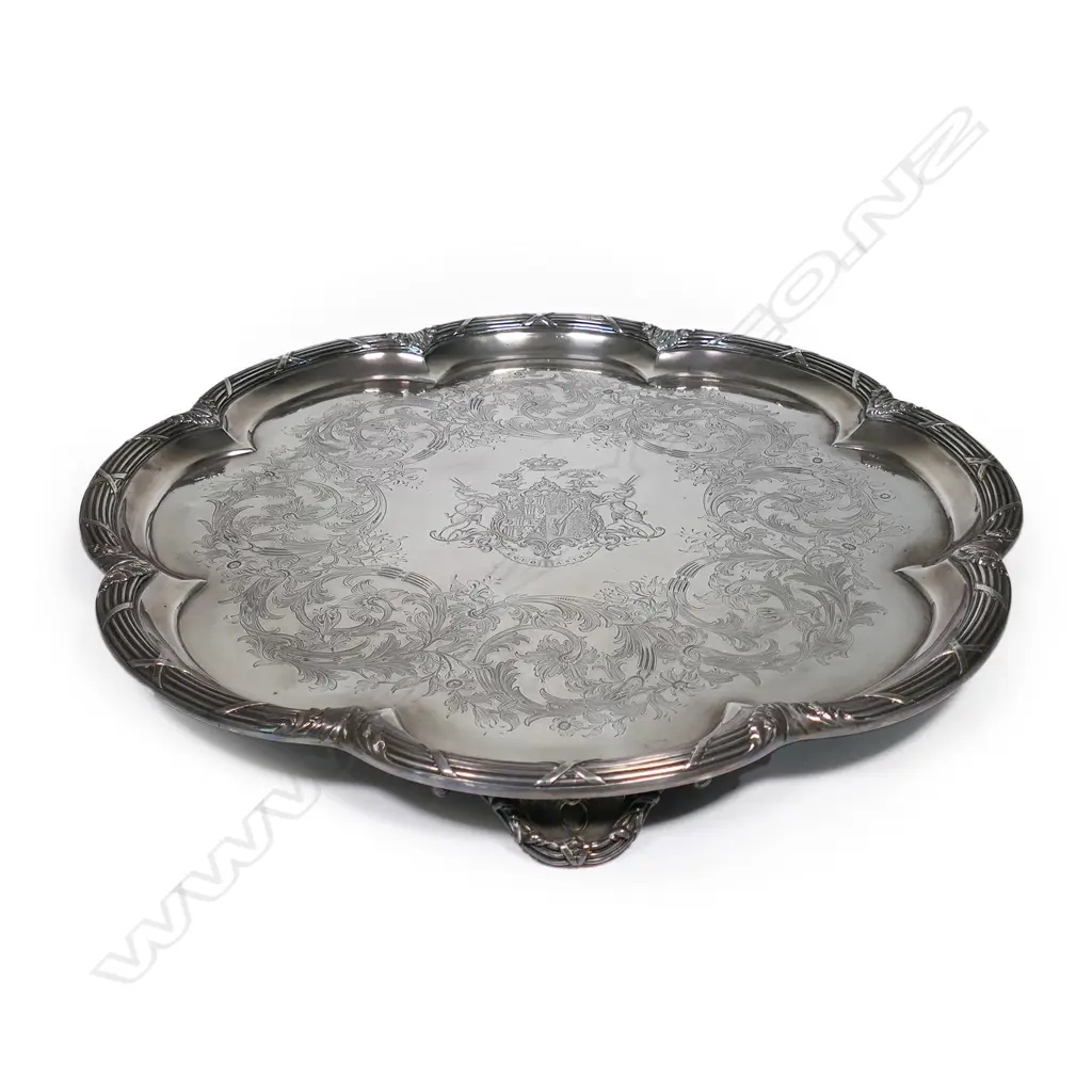 A large and impressive Victorian silver banquet tray, Image 1++