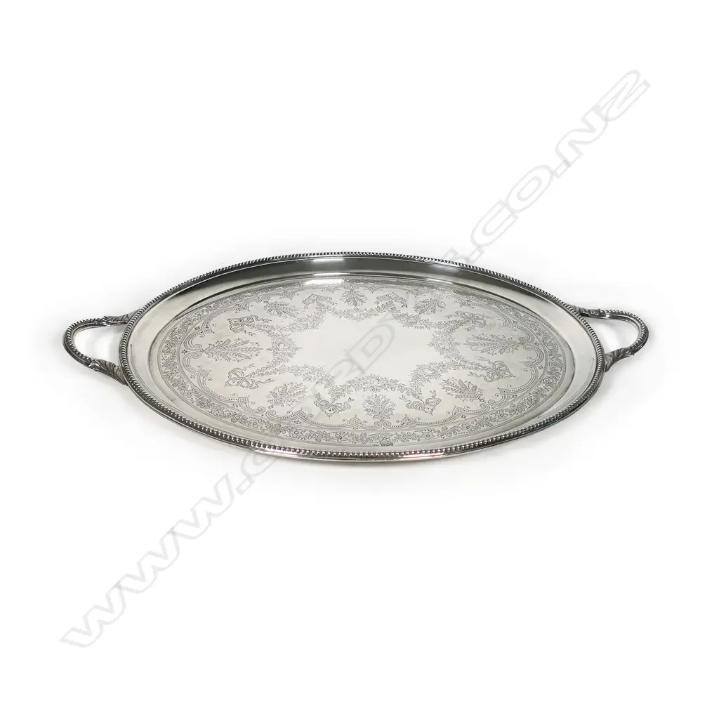 A large and impressive Victorian silver banquet tray, Image 1++