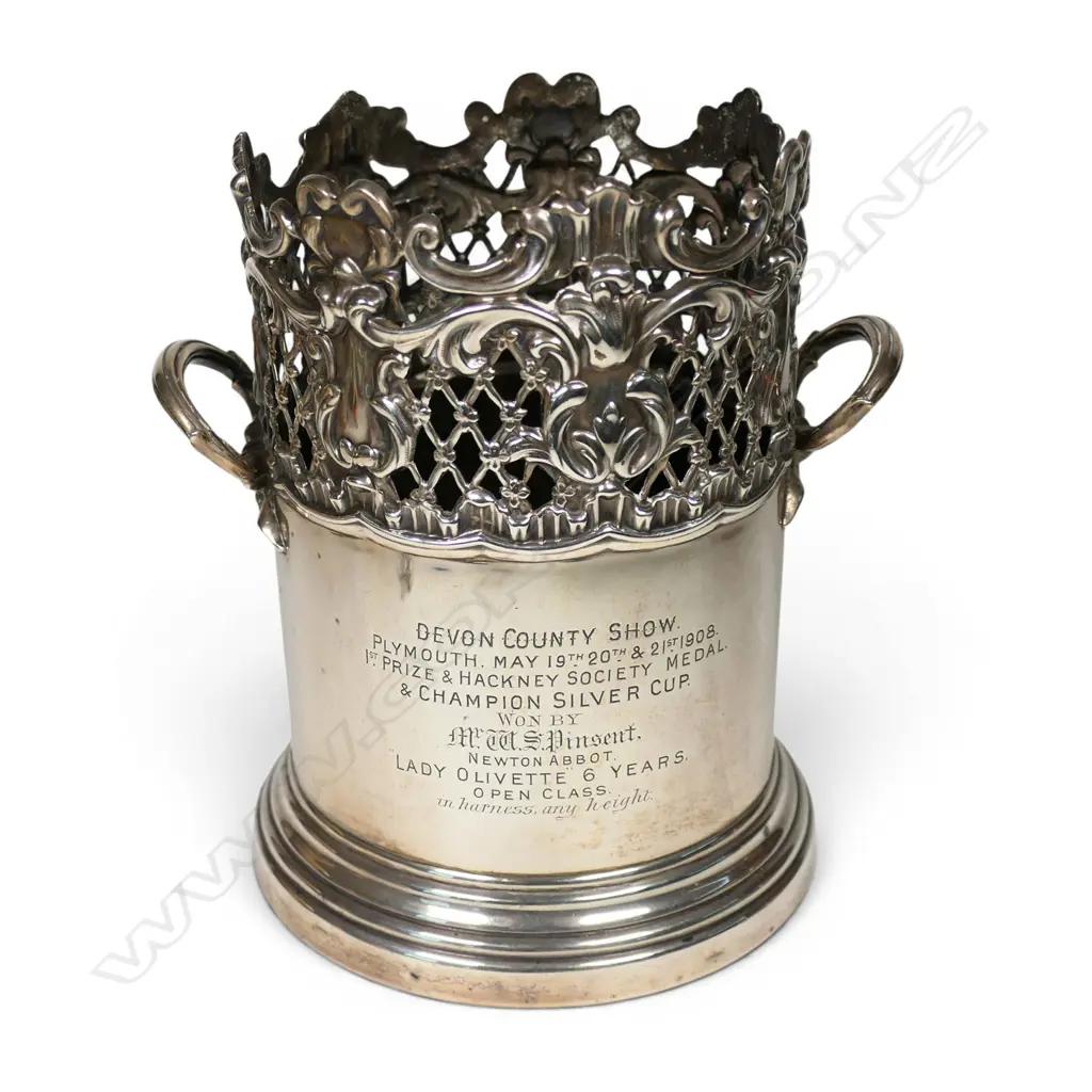 An Edwardian uncommon silver large bottle coaster, Image 1++
