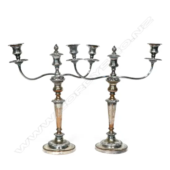 A pair of Victorian Old Sheffield Plate candelabra,