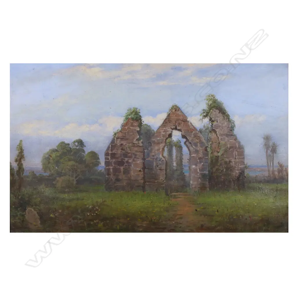 Charles Blomfield (NZ 1848-1926) 'St Thomas's Ruins Kohimarama', Image 1++