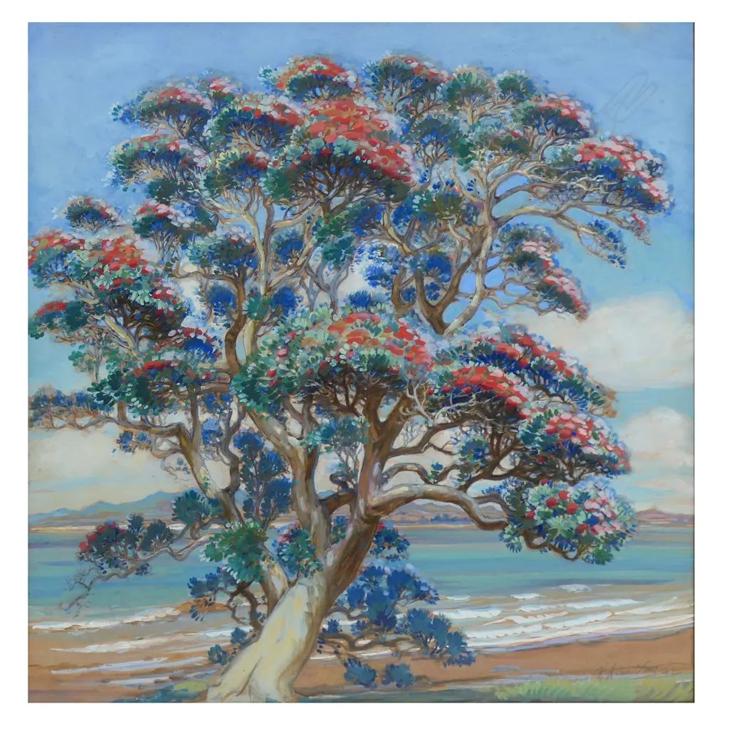 Kathleen (Kitty) Airini Vane (NZ 1891-1965) Coastal Pohutukawa 1942, Image 1++