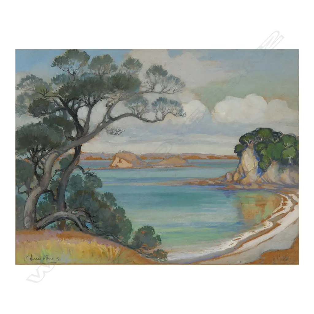 Kathleen (Kitty) Airini Vane (NZ 1891-1965) View of Mahurangi, Image 1++