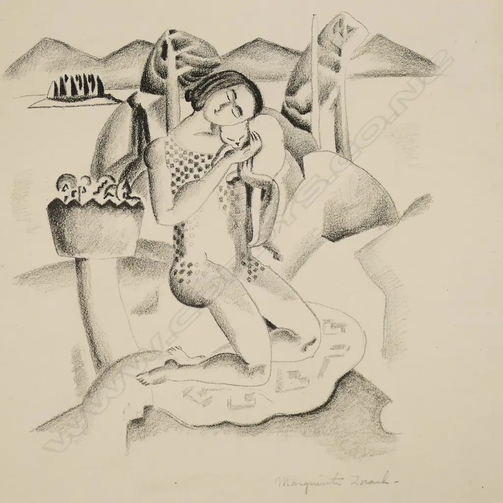 Marguerite Thompson Zorach (USA 1887-1968) - Woman with Cat, Image 1++
