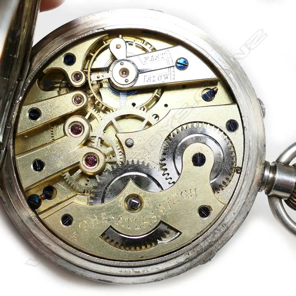 A large Swiss 8-day nickel cased pocket watch, Image 1++