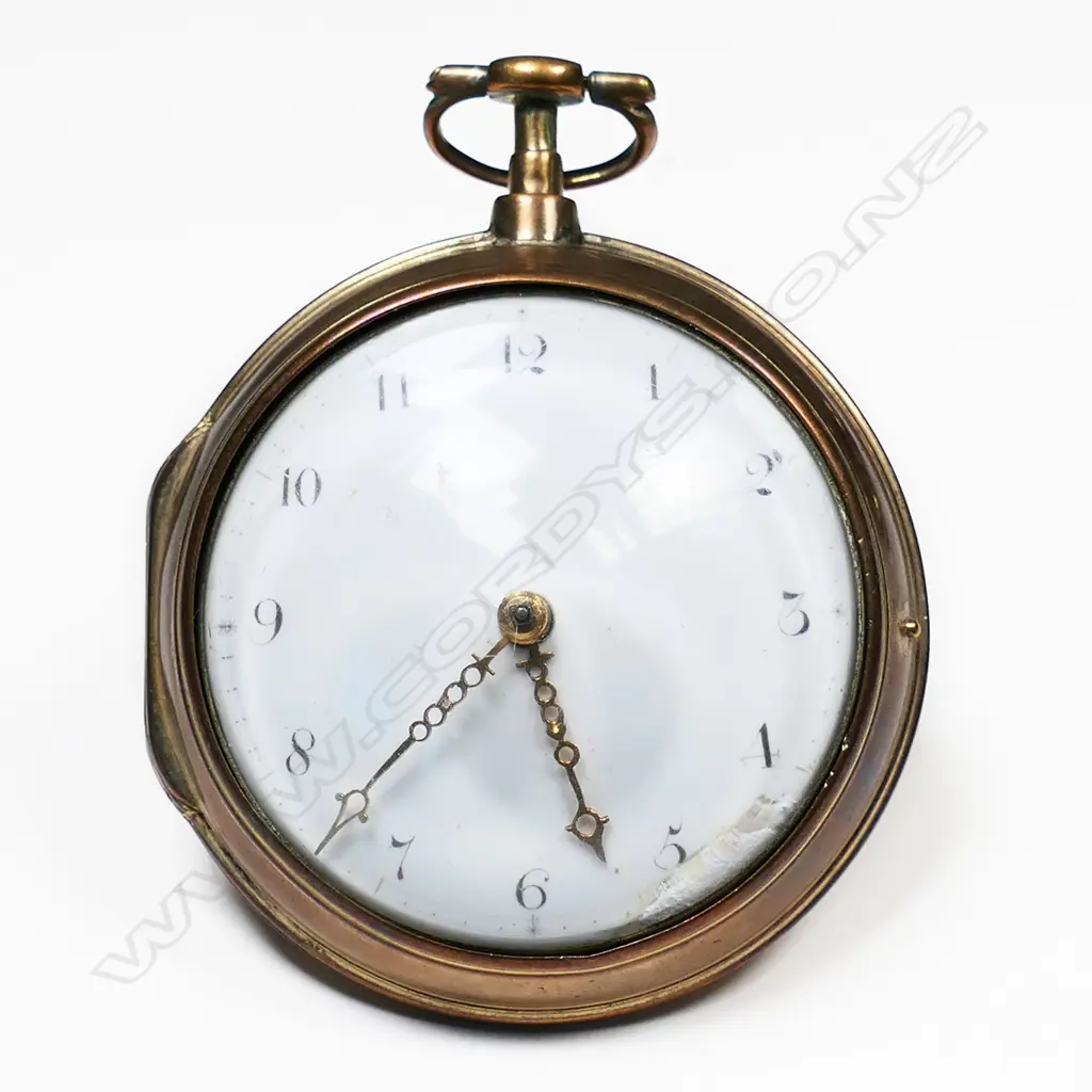Gilt brass pair case pocket watch by Christopher Laybourne, Driffield, Image 1++