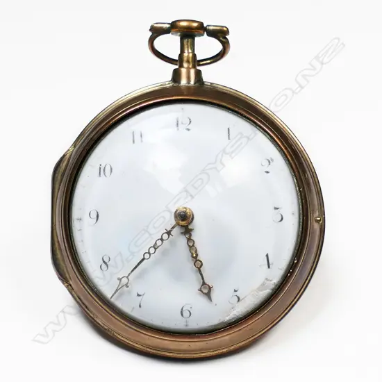 Gilt brass pair case pocket watch by Christopher Laybourne, Driffield,