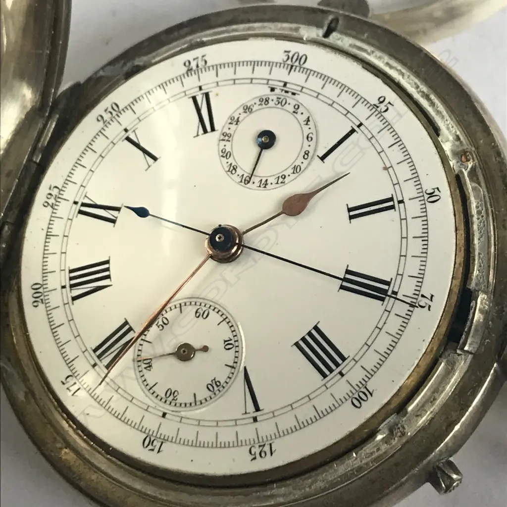 Edwardian silver hunter cased centre seconds chronograph pocket watch, Image 1++