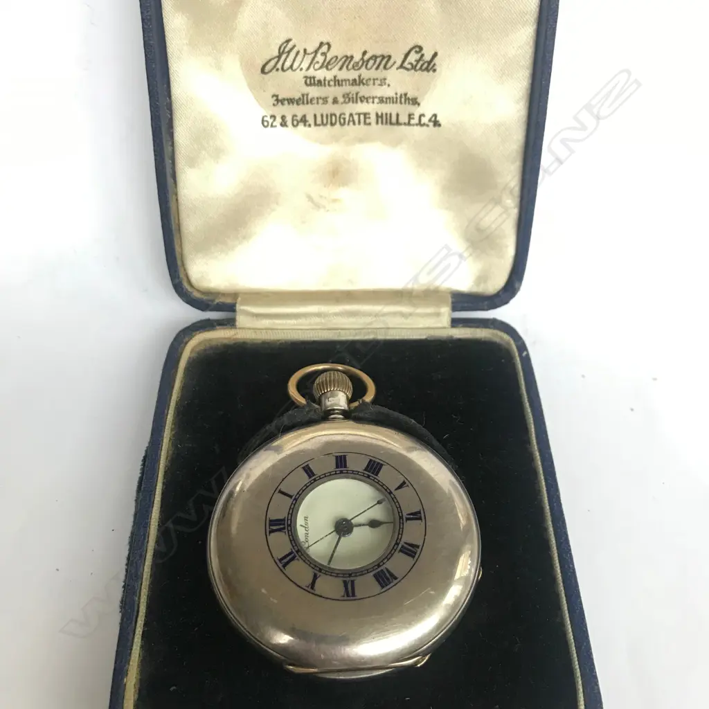 Late Victorian silver half hunter pocket watch, by J. W. Benson - London, Image 1++