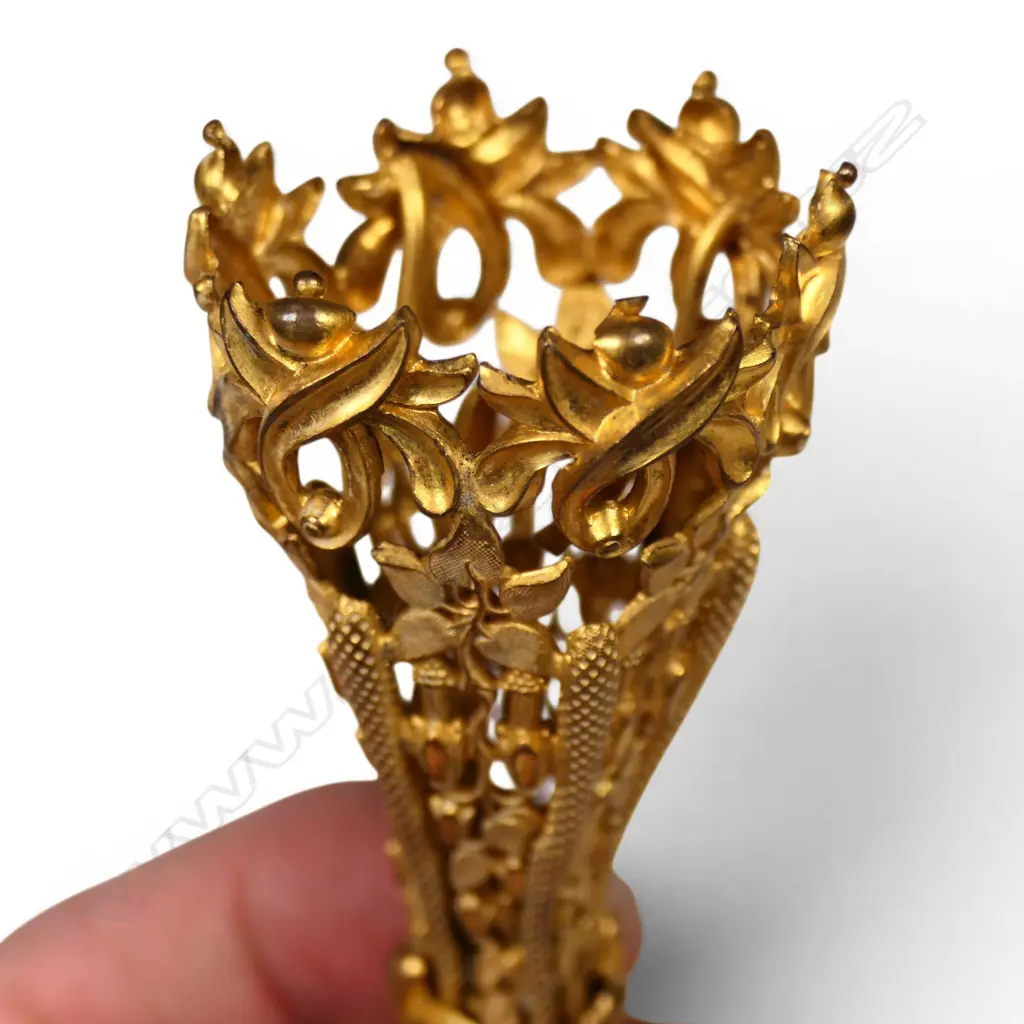 A Victorian gold plated and ivory handled posey holder, Image 1++