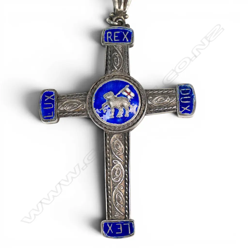 Frederick George Gurnsey (1868-1953) large silver and enamel pectoral cross and handmade chain, Image 1++