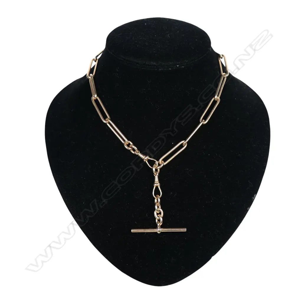 A 9ct rose gold Albert chain, Image 1++