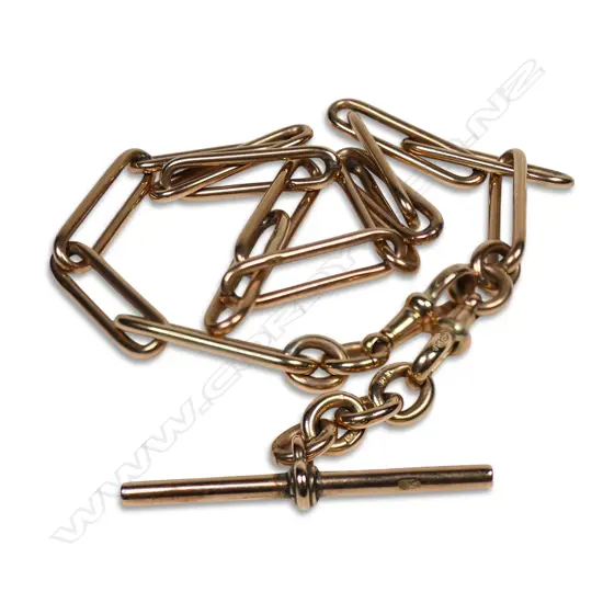 A 9ct rose gold Albert chain,