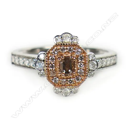 A 14ct white gold and diamond antique style ring,