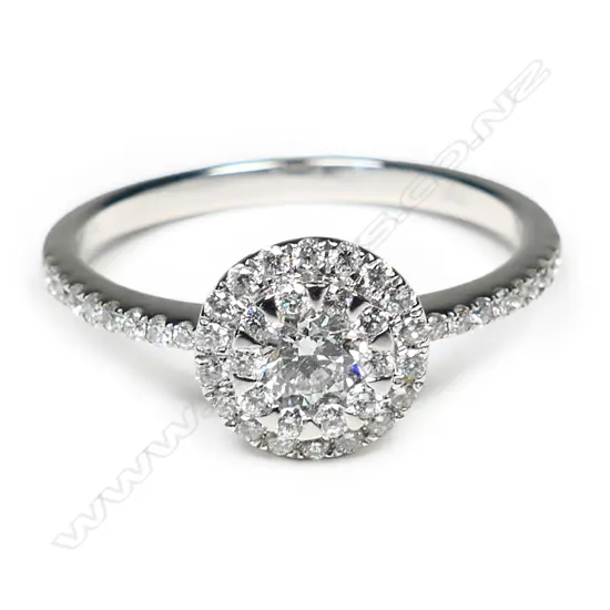 An 18ct white gold and diamond circular cluster ring,