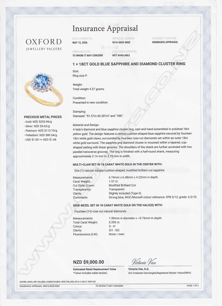 An 18ct gold sapphire and diamond ring, Image 1++