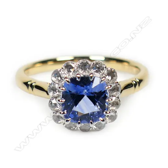 An 18ct gold sapphire and diamond ring,
