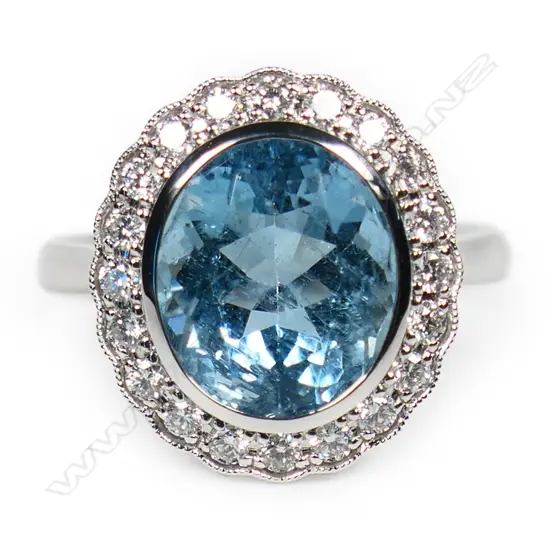 A 14ct gold blue and white sapphire dress ring,