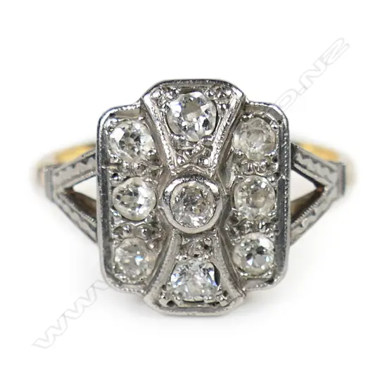 An Art Deco 18ct gold and diamond ring,