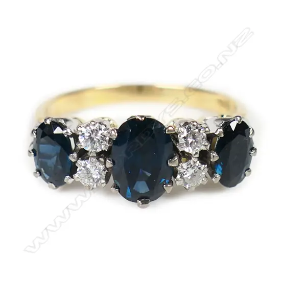 A vintage 18ct gold sapphire and diamond ring,