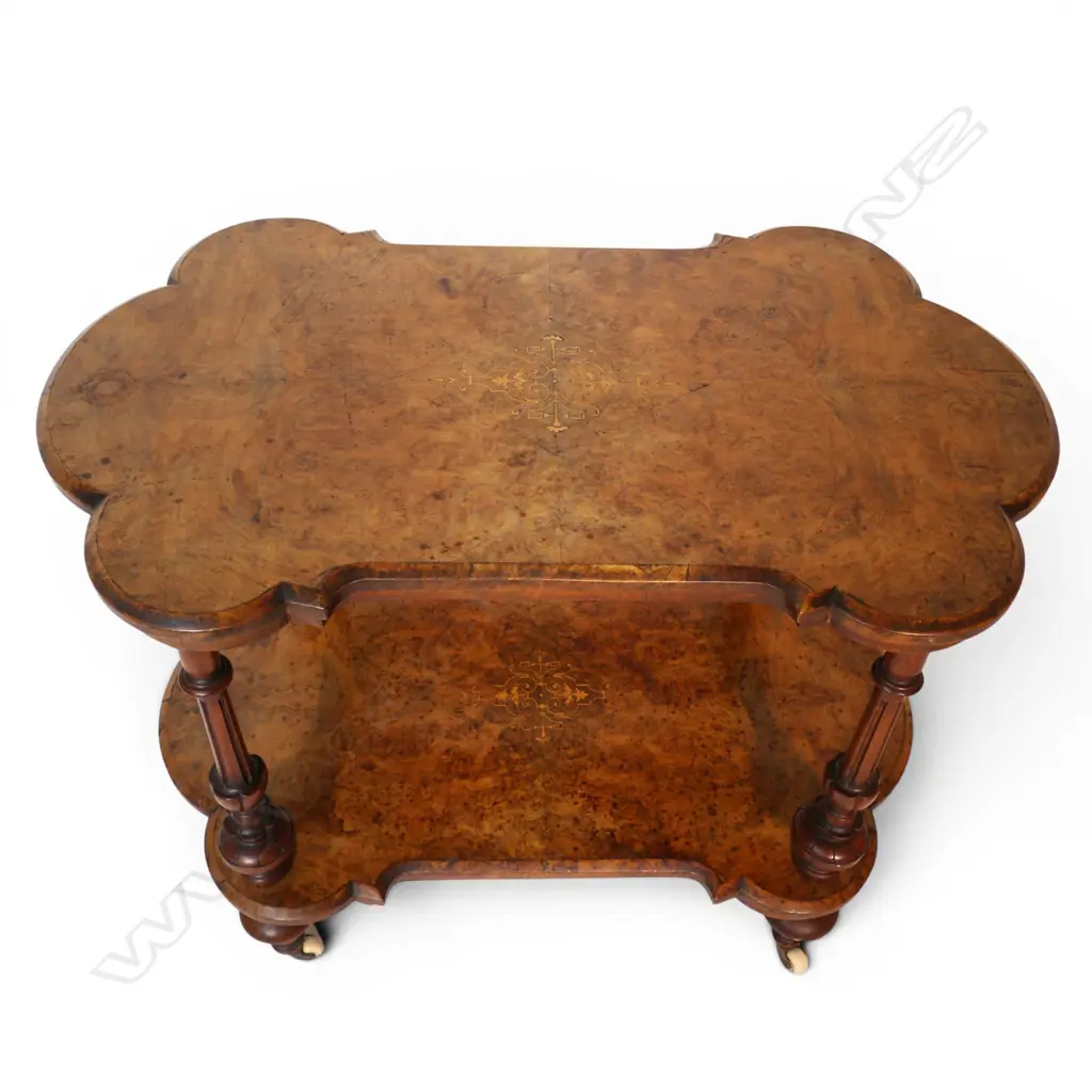 A  small Victorian walnut two tier whatnot/buffet, Image 1++