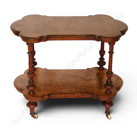 A  small Victorian walnut two tier whatnot/buffet,