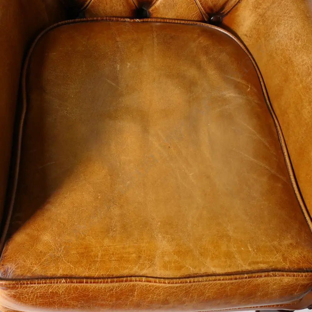 A pair of elegant antique style wingback leather armchairs, Image 1++