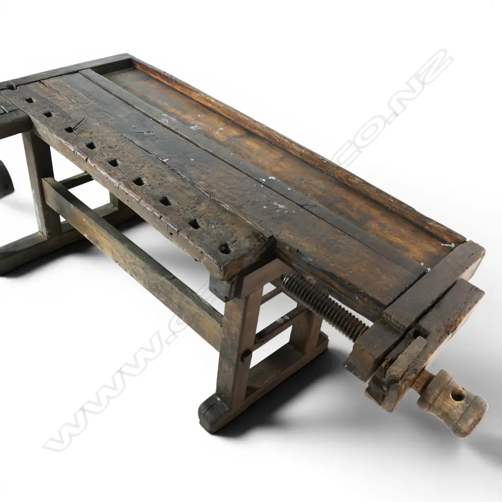 A rustic country European pine carpenter's work bench, Image 1++