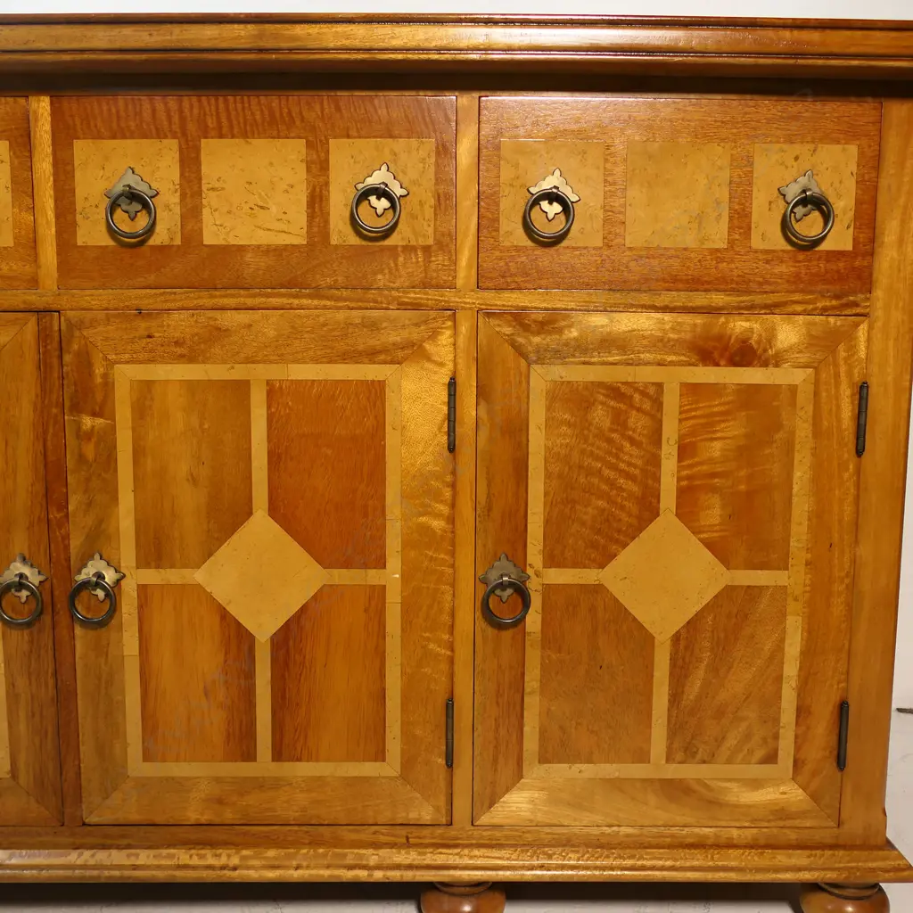 A Trilogy (Australia) designer fruitwood inlaid sideboard, Image 1++