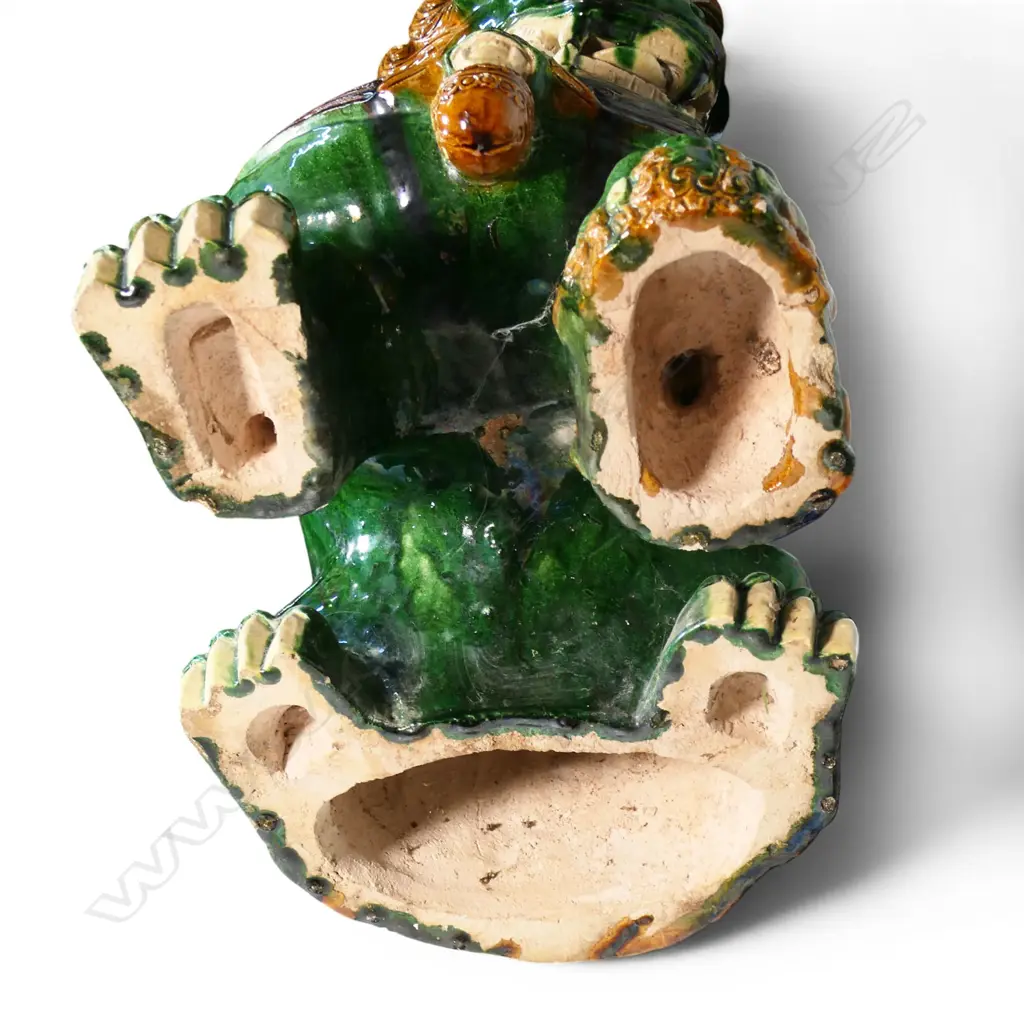 A pair of large vintage Chinese sancai glazed fu dogs on stands, Image 1++