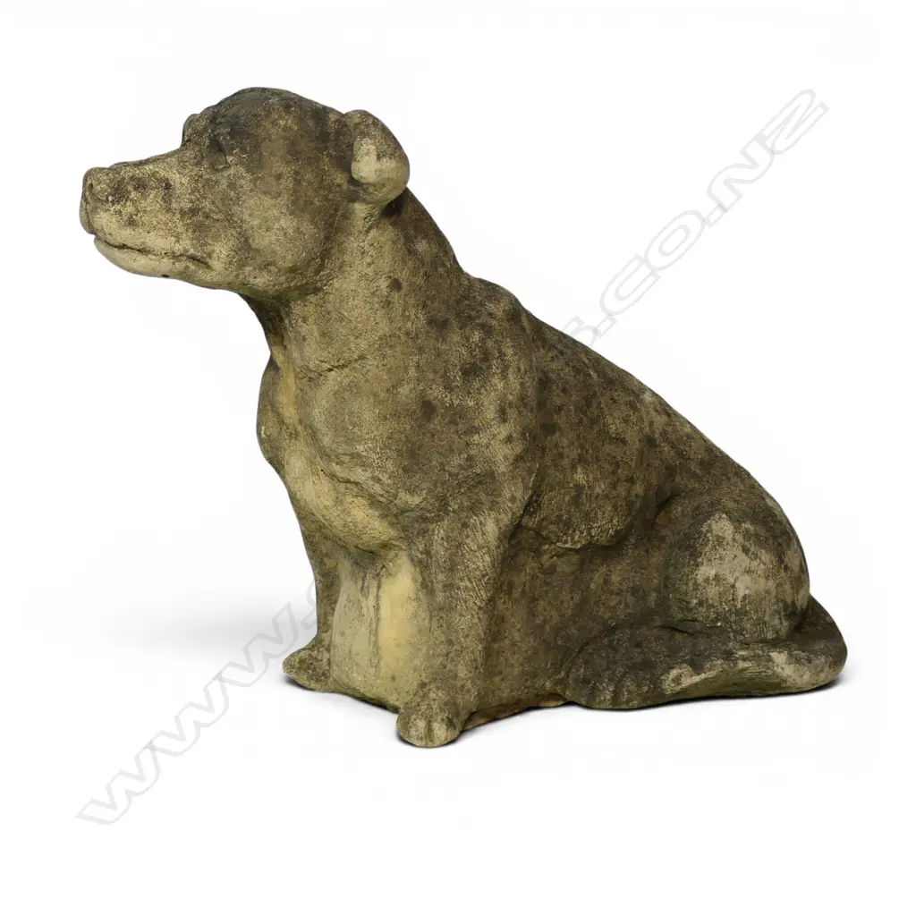 A classical Church Stone Staffordshire Bull terrier garden ornament, Image 1++