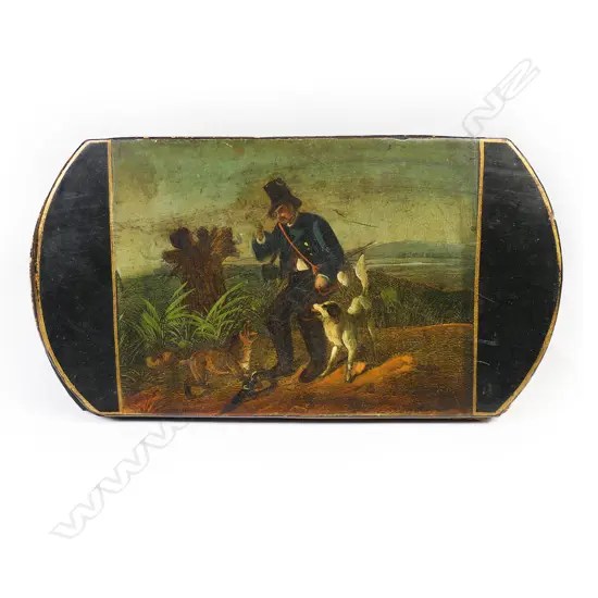 A George III papier mache spectacle case,