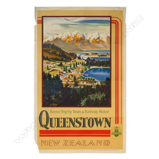 Vintage NZ Railways ‘Queenstown' poster,