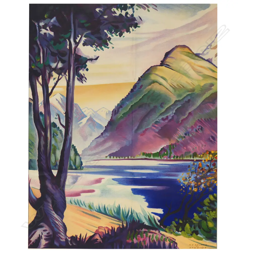 Vintage NZ Railways 'Fiordland Southland' poster, Image 1++