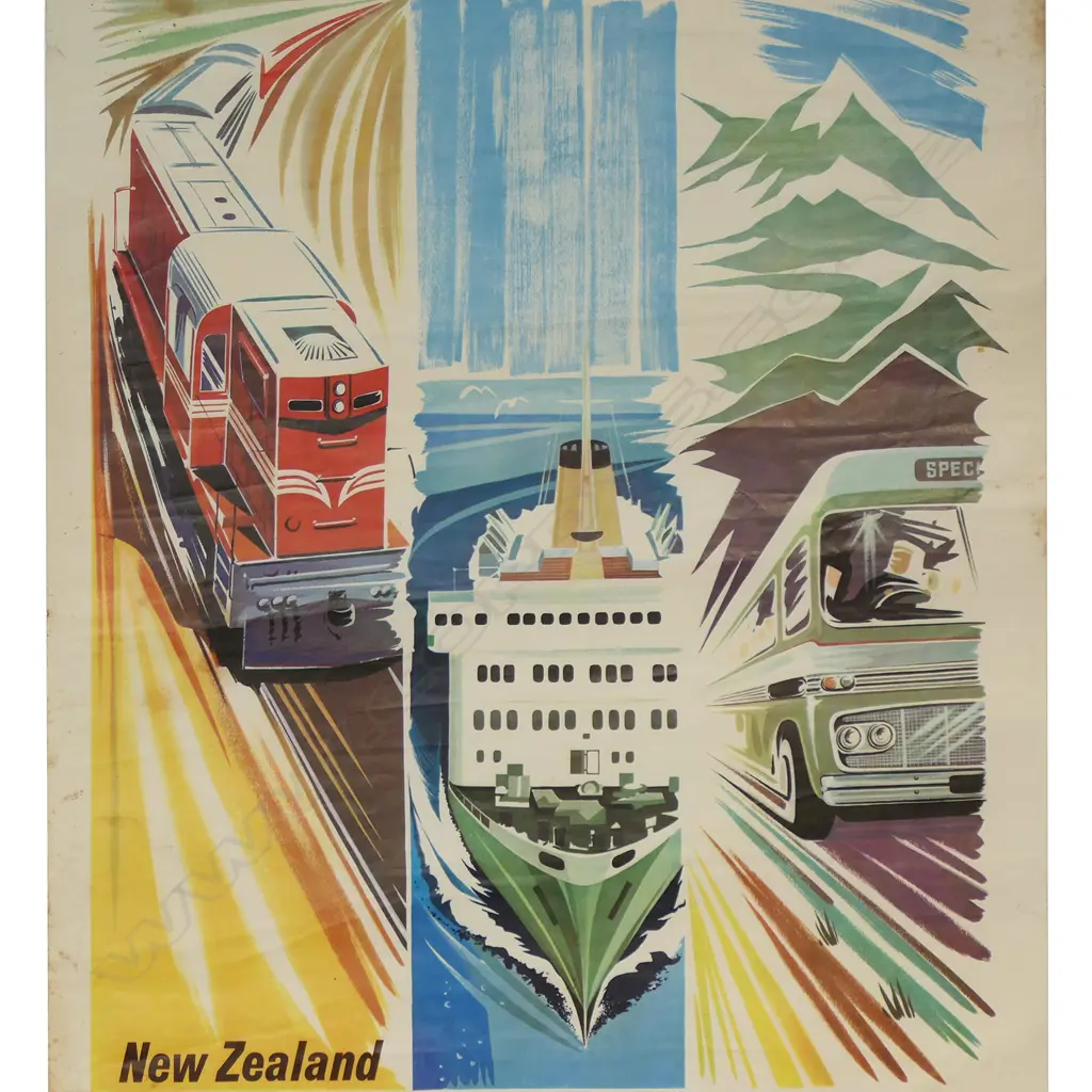 New Zealand Railways vintage travel poster, Image 1++