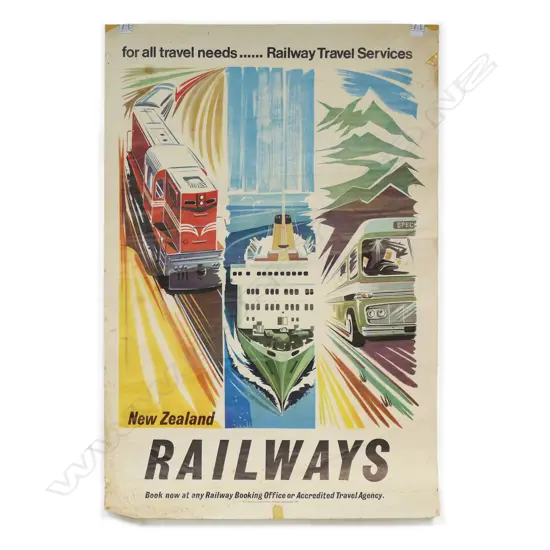 New Zealand Railways vintage travel poster,