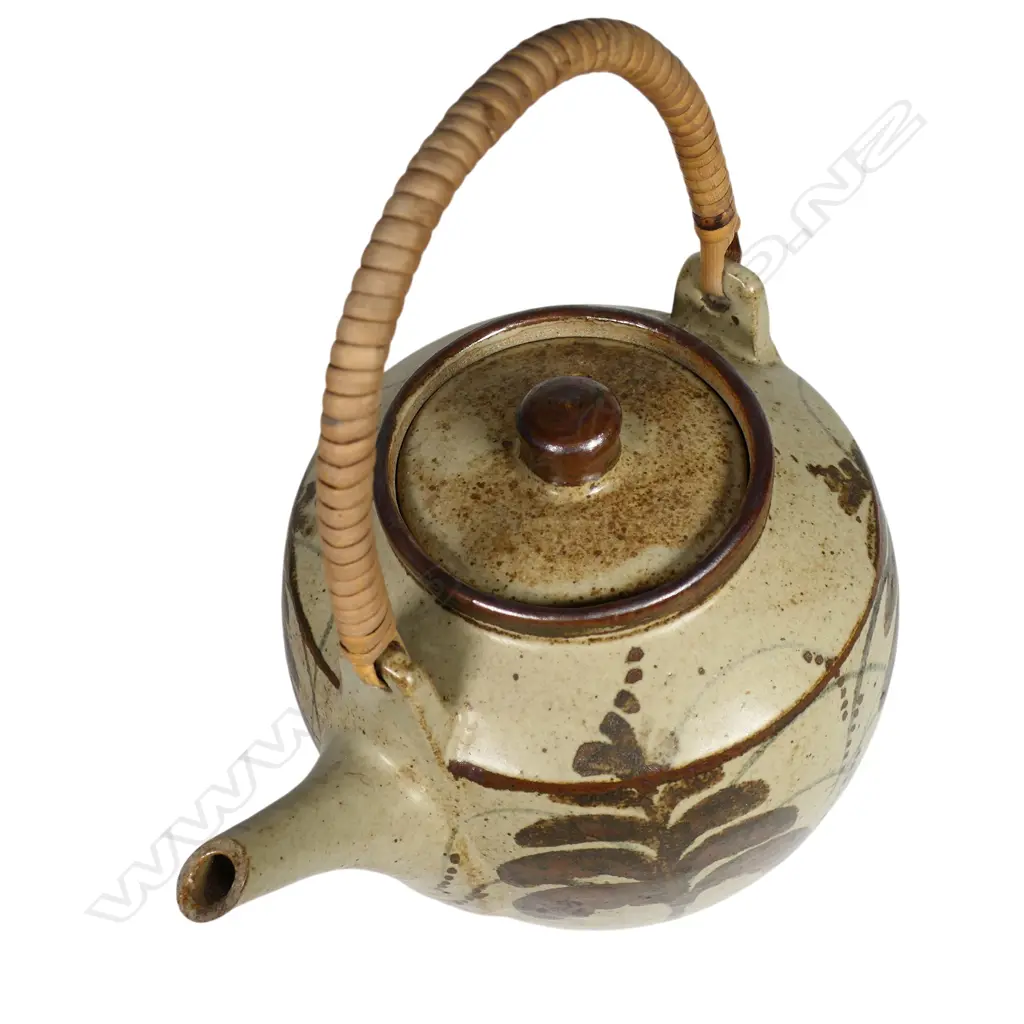 David Leach (England) 1970's very large teapot with cane handle, Image 1++