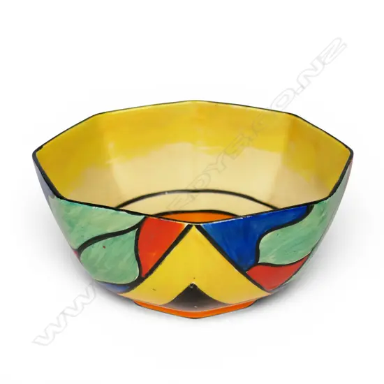 Clarice Cliff Bizarre 'Double V' pattern bowl,