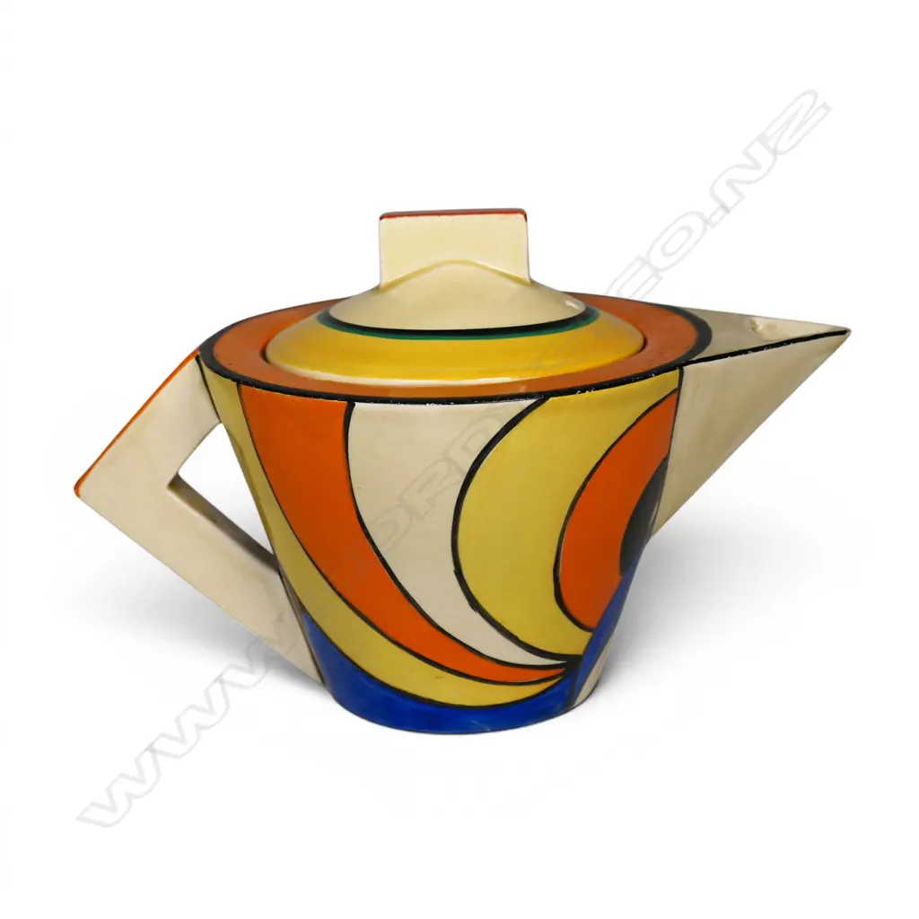 Clarice Cliff Bizarre conical shape teapot, Image 1++