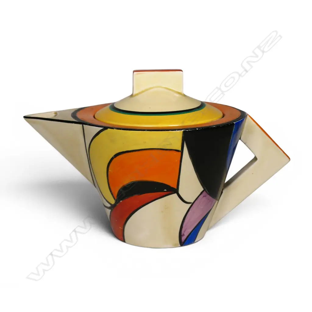 Clarice Cliff Bizarre conical shape teapot, Image 1++