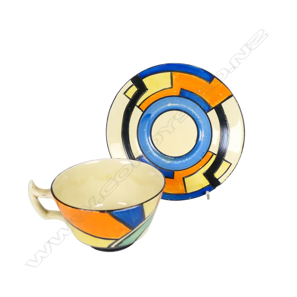 Clarice Cliff Bizarre 'Mondrian' pattern cup and saucer, Image 1++