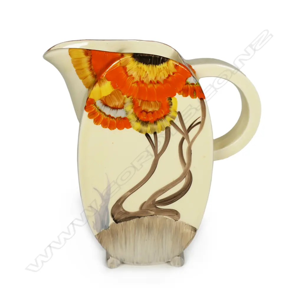 Clarice Cliff Bizarre tall 'Rhodanthe' Bon Jour large jug, Image 1++