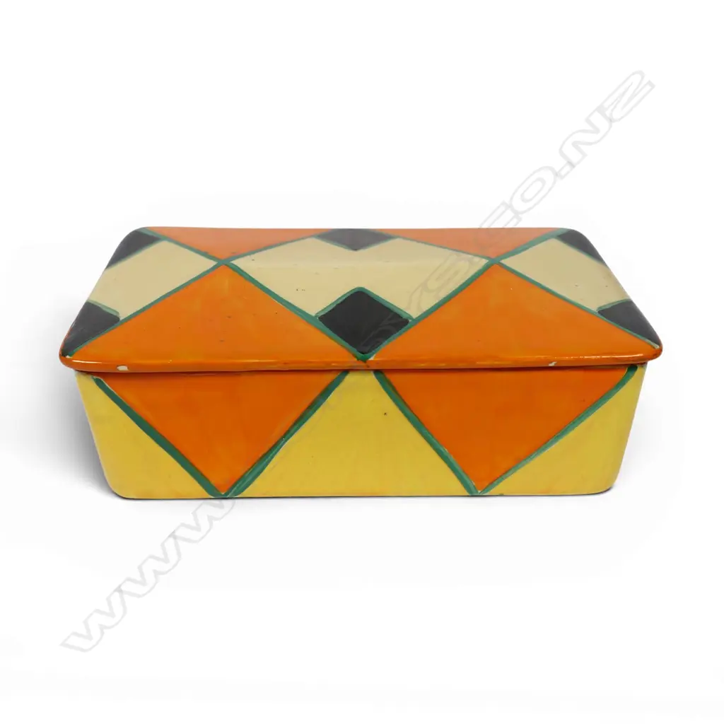 Clarice Cliff Original Bizarre pattern lidded box, Image 1++