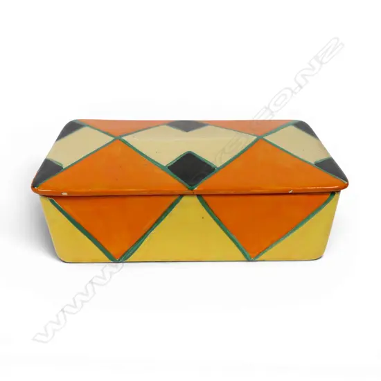 Clarice Cliff Original Bizarre pattern lidded box,