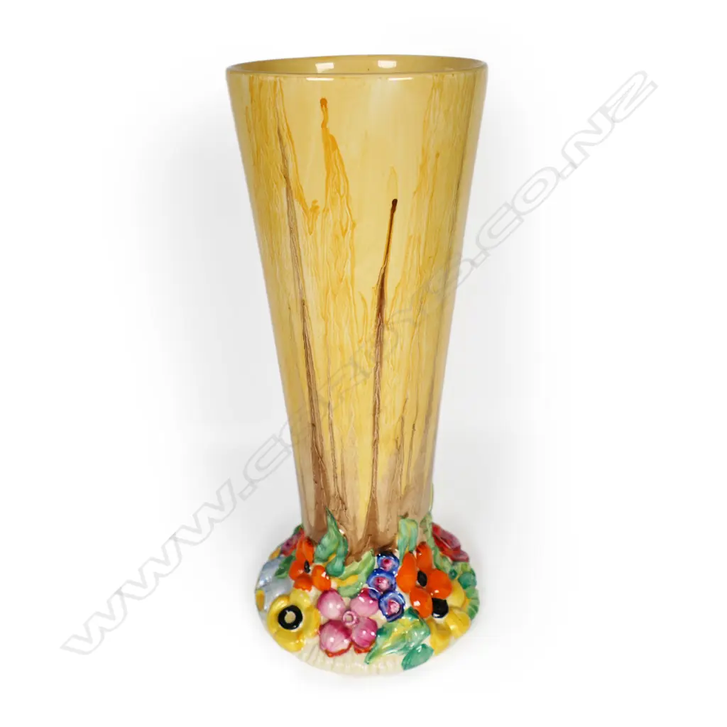 Clarice Cliff Bizarre tall 'My Garden' trumpet vase, Image 1++