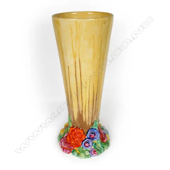 Clarice Cliff Bizarre tall 'My Garden' trumpet vase,