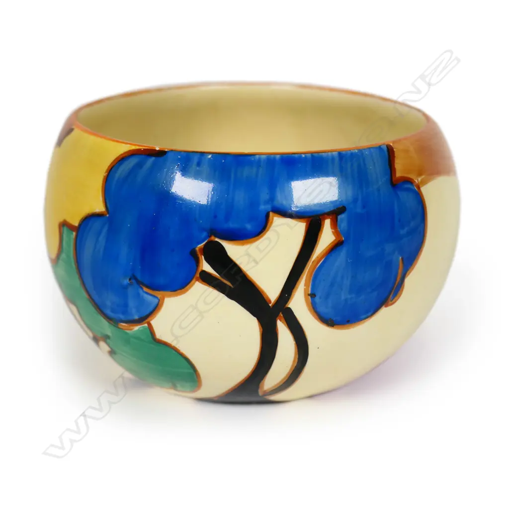 A Clarice Cliff Bizarre sugar bowl, Image 1++