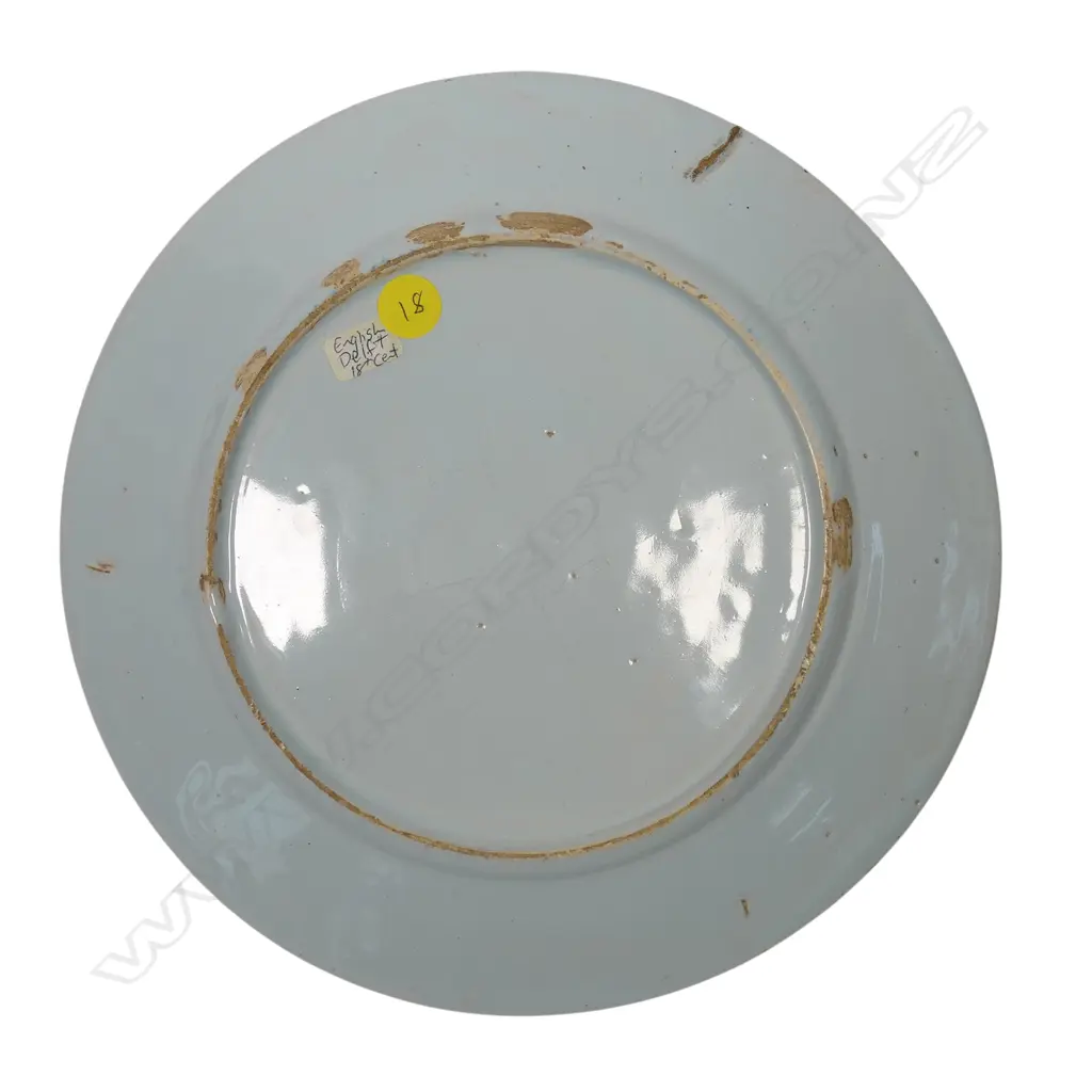 English Delft 18thC tin glaze plate, Image 1++