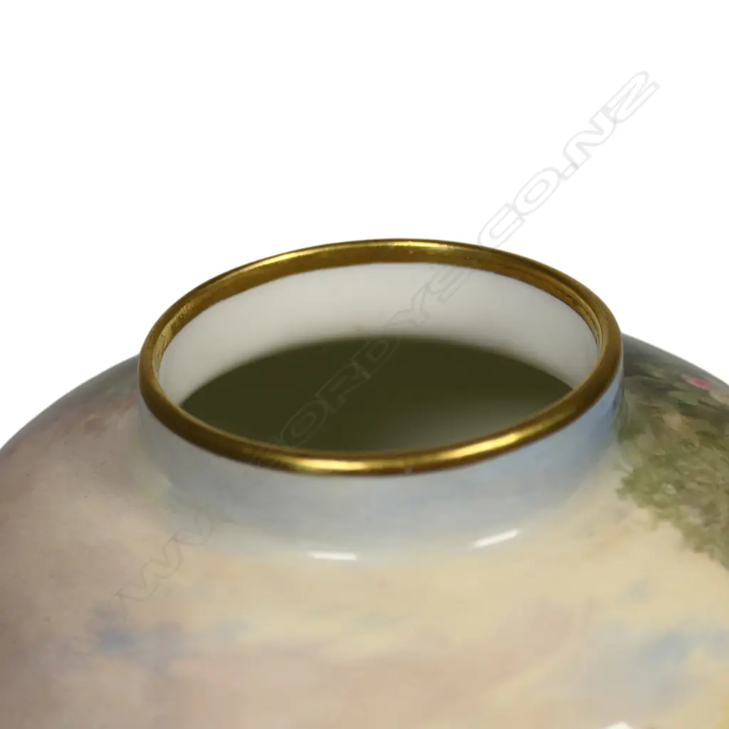 A good quality Royal Doulton hand painted white bone china baluster vase and cover, Image 1++